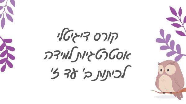 קורס דיגיטלי אסטרטגיות למידה לכיתות ב' עד ז'
